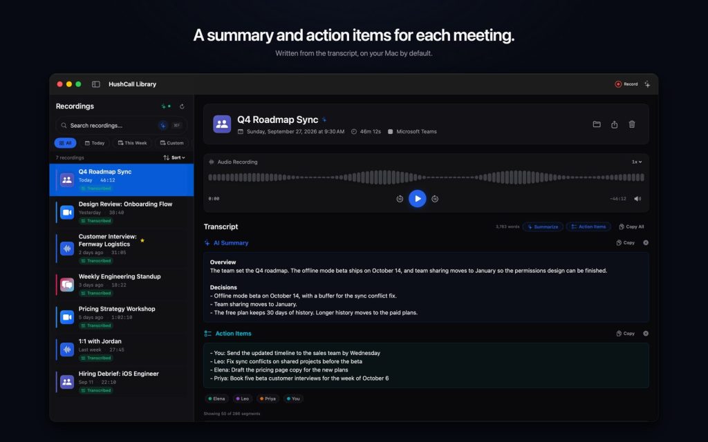 HushCall screenshot