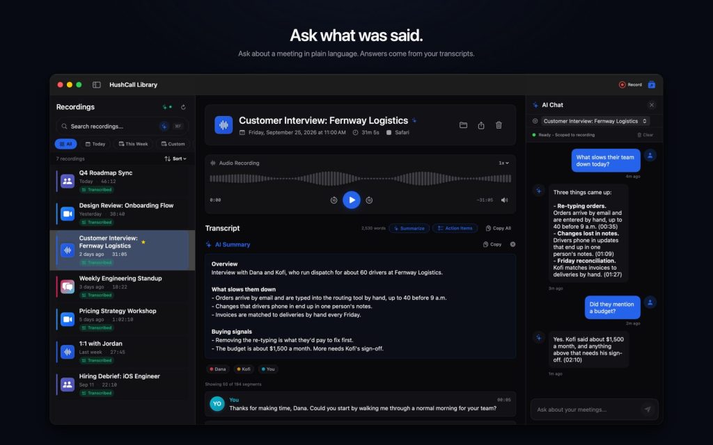 HushCall screenshot