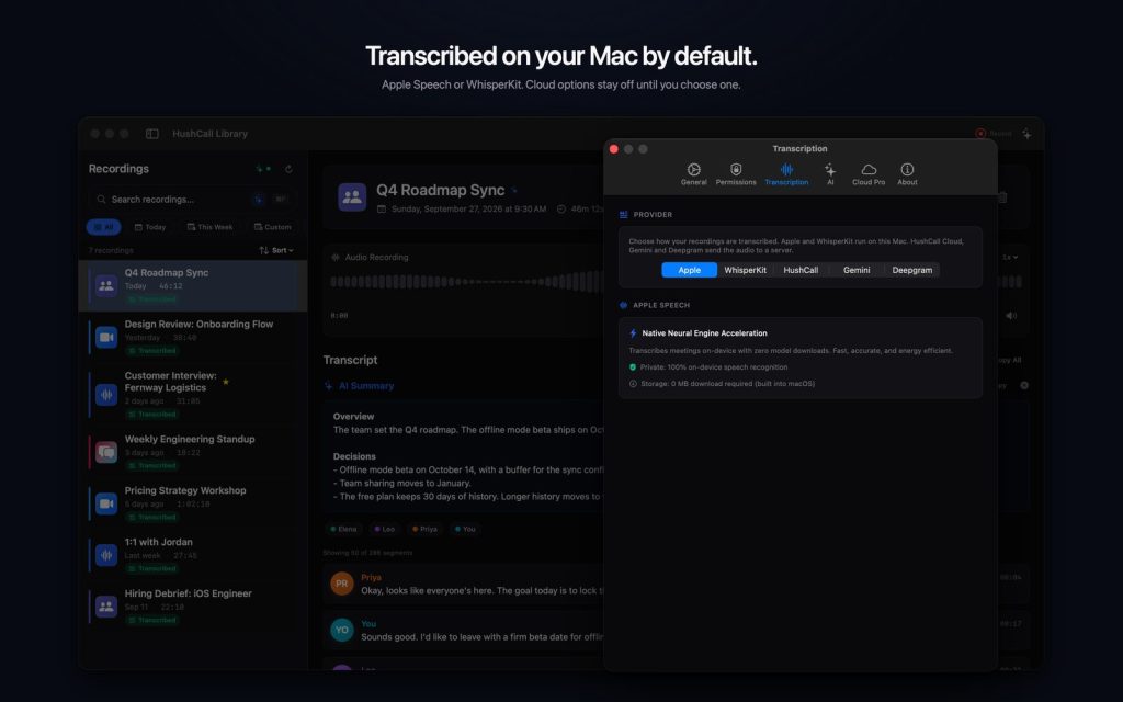 HushCall screenshot